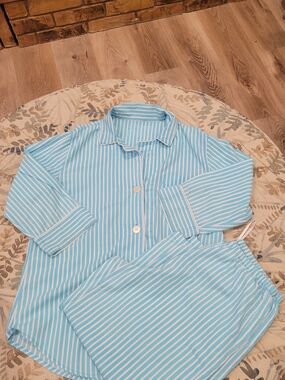 Lauren Ralph Lauren Light Blue & White Striped Women's Pajama Set